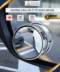 Bộ 2 gương cầu lồi Limpar ô tô 360 độ cao cấp, gương chiếu hậu xe hơi, kính lồi gắn gương ô tô xoá điểm mù