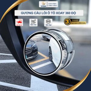 Bộ 2 gương cầu lồi Limpar ô tô 360 độ cao cấp, gương chiếu hậu xe hơi, kính lồi gắn gương ô tô xoá điểm mù